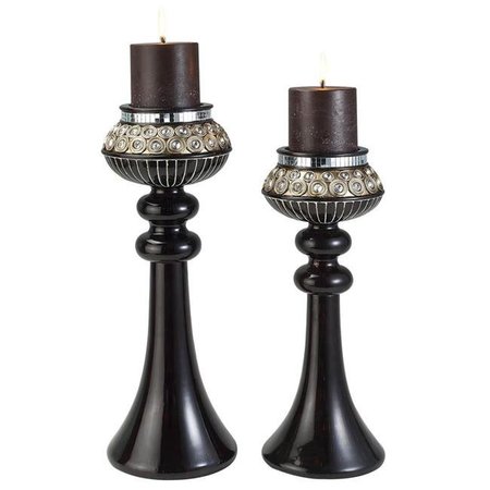 ORE FURNITURE Ore Furniture K-4245C 14 - 16 in. Contemporary Amber Twilight Dark Espresso Candleholder Set K-4245C